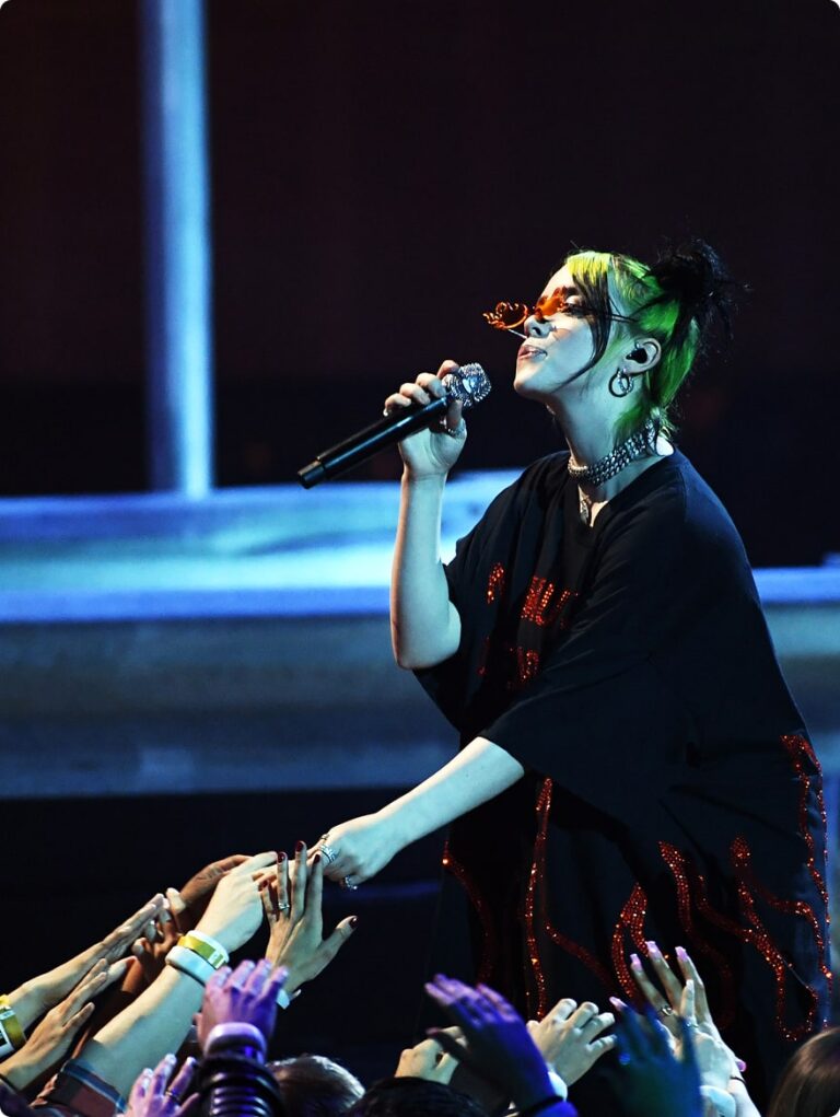 Billie Eilish performing on stage